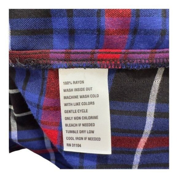 New Directions 100%Rayon Colorful Plaid Loose Fit Flowy Tunic Top Women’s SZ L - Picture 7 of 16